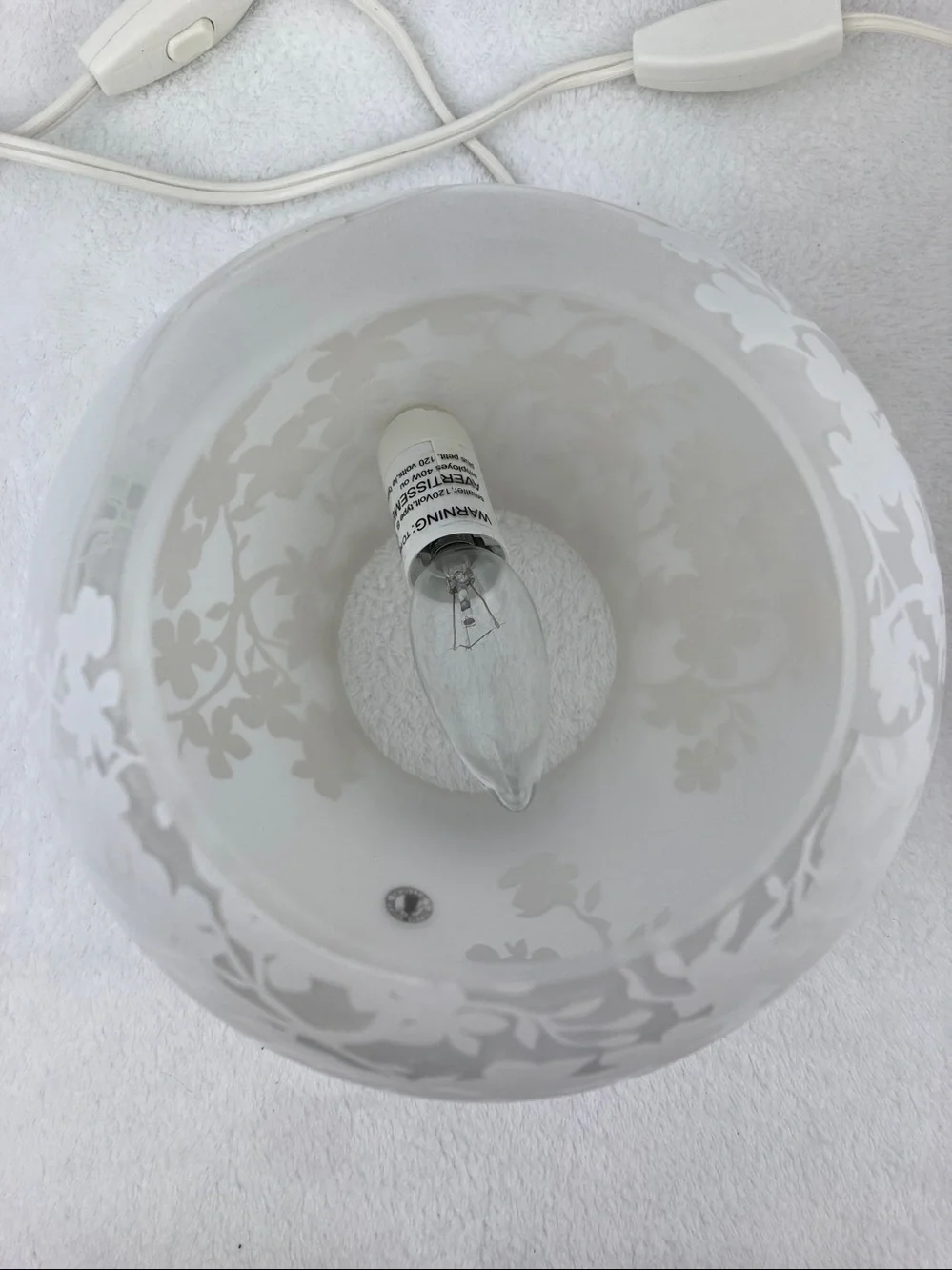 VTG IKEA Knubbig Frosted Cherry Blossom Glass Globe Lamps Set of 2, 7” x 11”